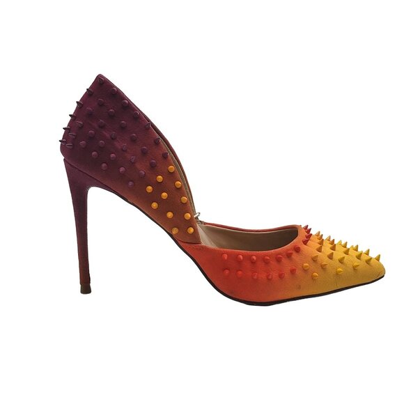 Steve Madden Testy Orange Multi Stud Printed High Stiletto Pointed Toe Pump Sz 6 - Picture 1 of 7